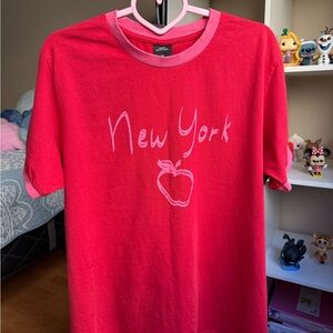 Urban Outfitters “New York” Graphic Tee Size L Red Pink
